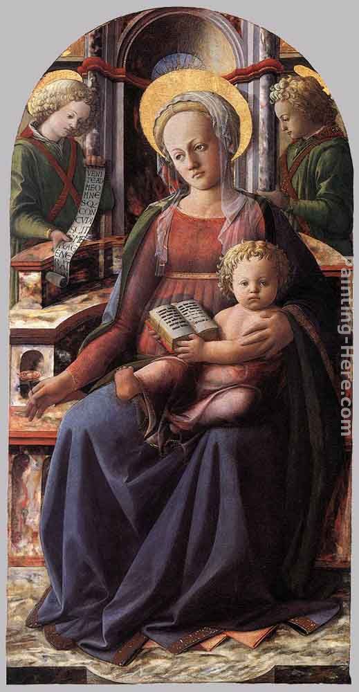 Madonna and Child Enthroned with Two Angels painting - Fra Filippo Lippi Madonna and Child Enthroned with Two Angels art painting